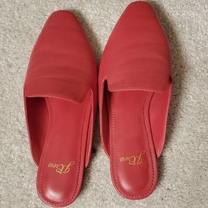 J Crew red leather mules